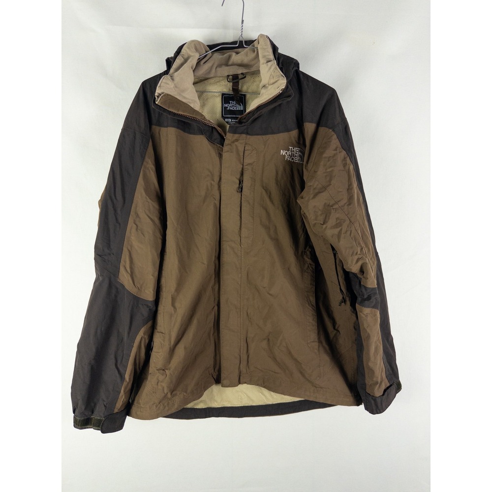 The North Face Hooded Shell Rain Jacket Mens M Brown Tan Two-Tone Gorpcore Hyven